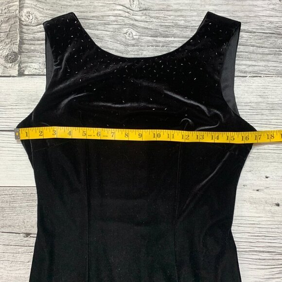 Vintage 90s Cleo Black Velvet Beaded Sleeveless Maxi Dress - Picture 12 of 15